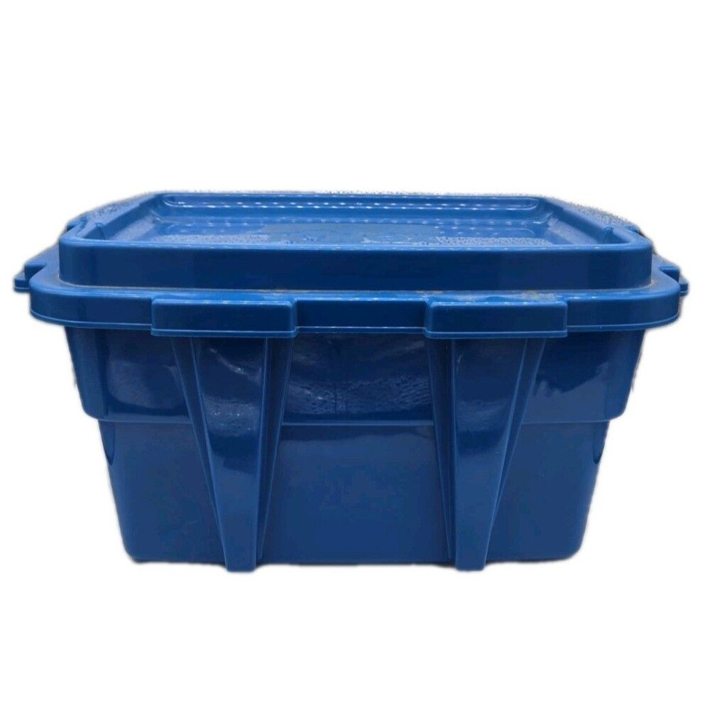 Vintage? K'NEX Tub BLUE EMPTY Tote Toy Box Storage Container With Locking Lid